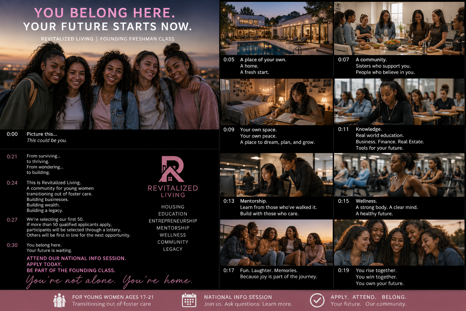 Revitalized Living — You Belong Here. Your Future Starts Now. A campaign for young women ages 17–21 transitioning out of foster care.