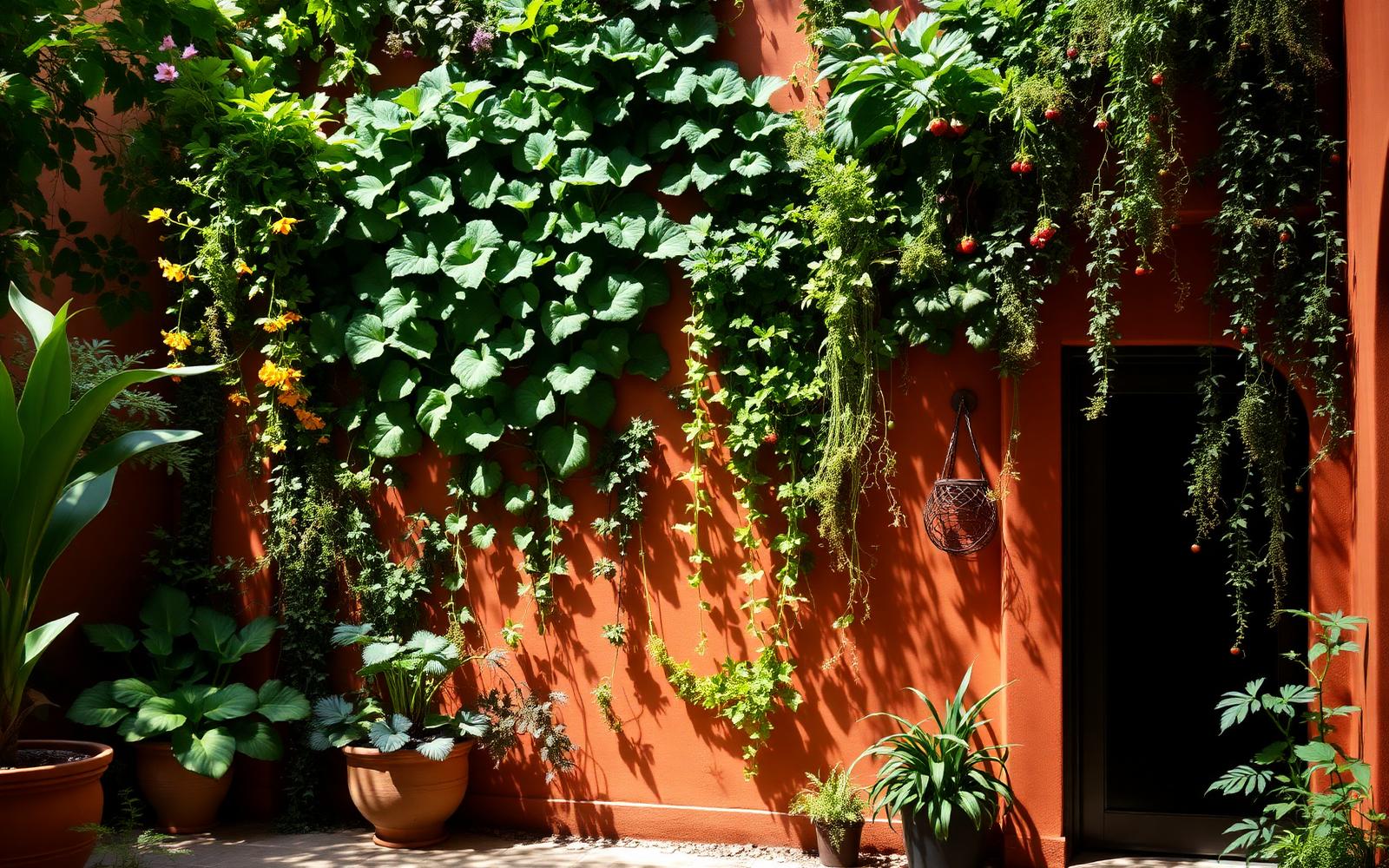 Living wall of edible plants